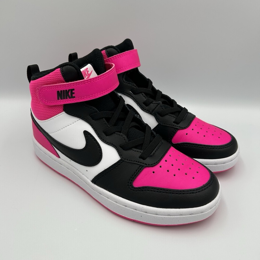 Nike Court Borough Mid 2 PSV Fierce Pink Black Kids‎ Size 2.5Y HV0935-100